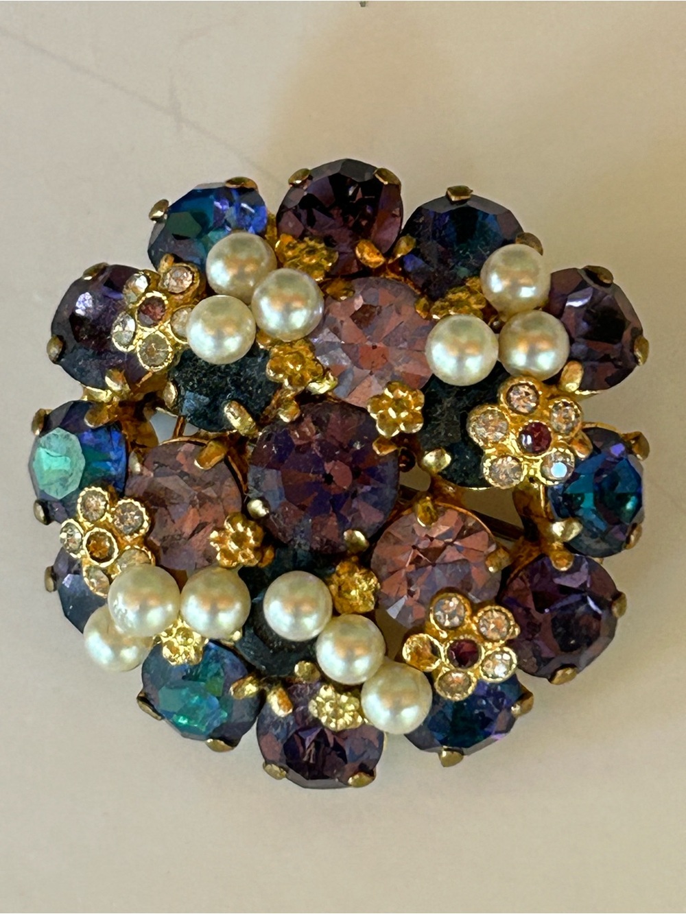 Vintage Faux Pearl Beaded Brooch Austria
